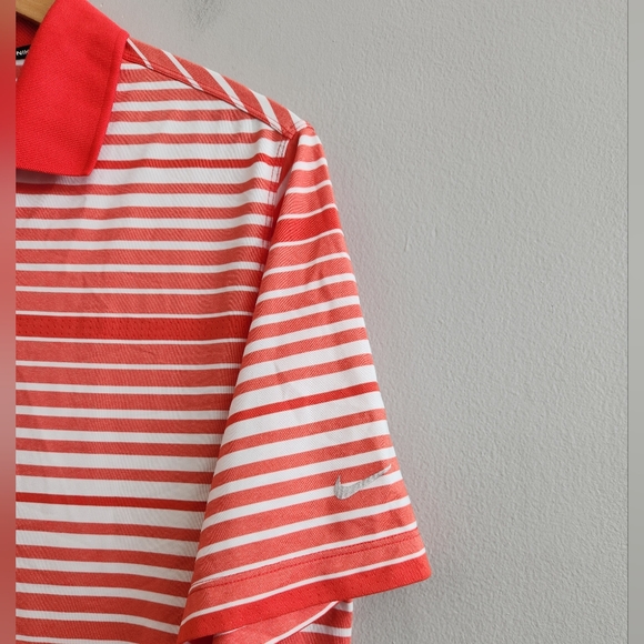 Nike Dri Fit Golf Tour Performance Polo Shirt Striped Red Men's Size Large - Picture 3 of 7